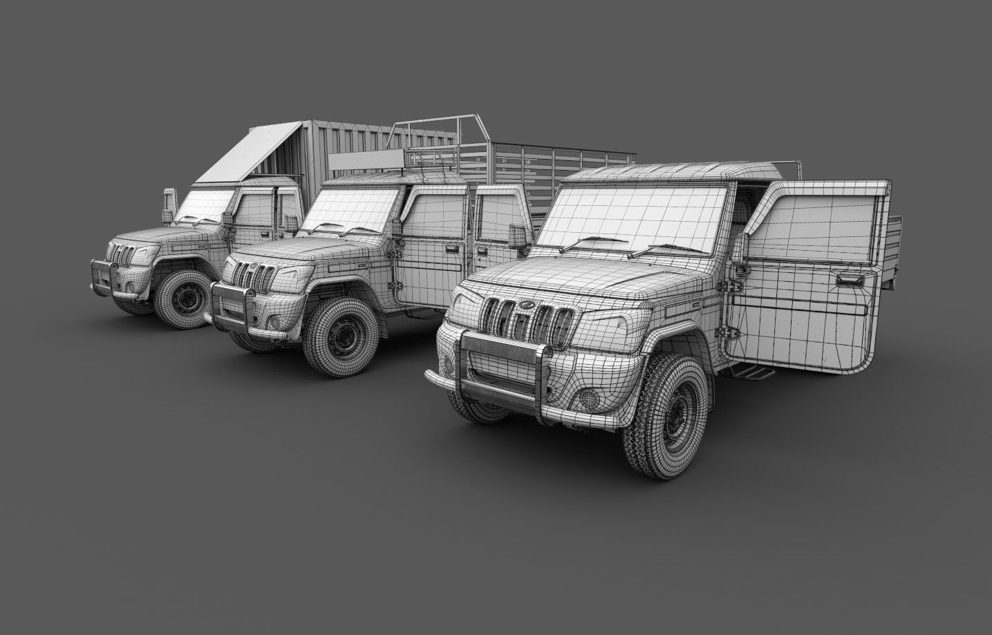 Bolero Pickup truck with Cargo body 3D model_4