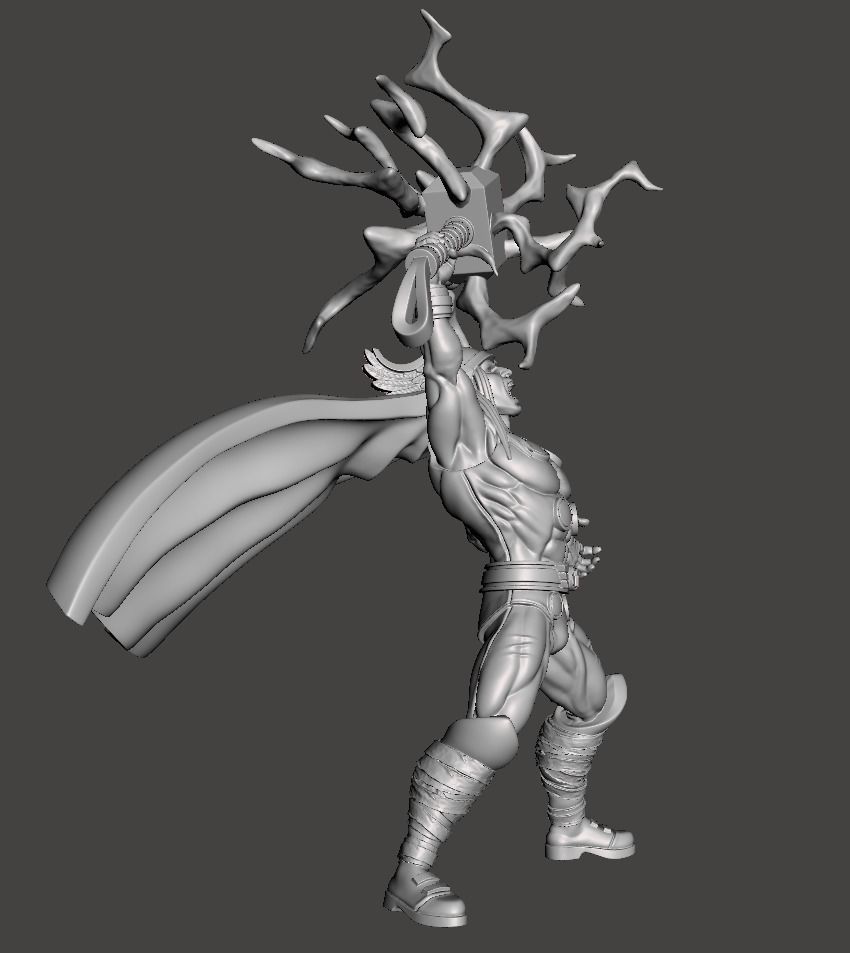 thor with axe and lightenings 3d model for 3d printing 3D print model_4