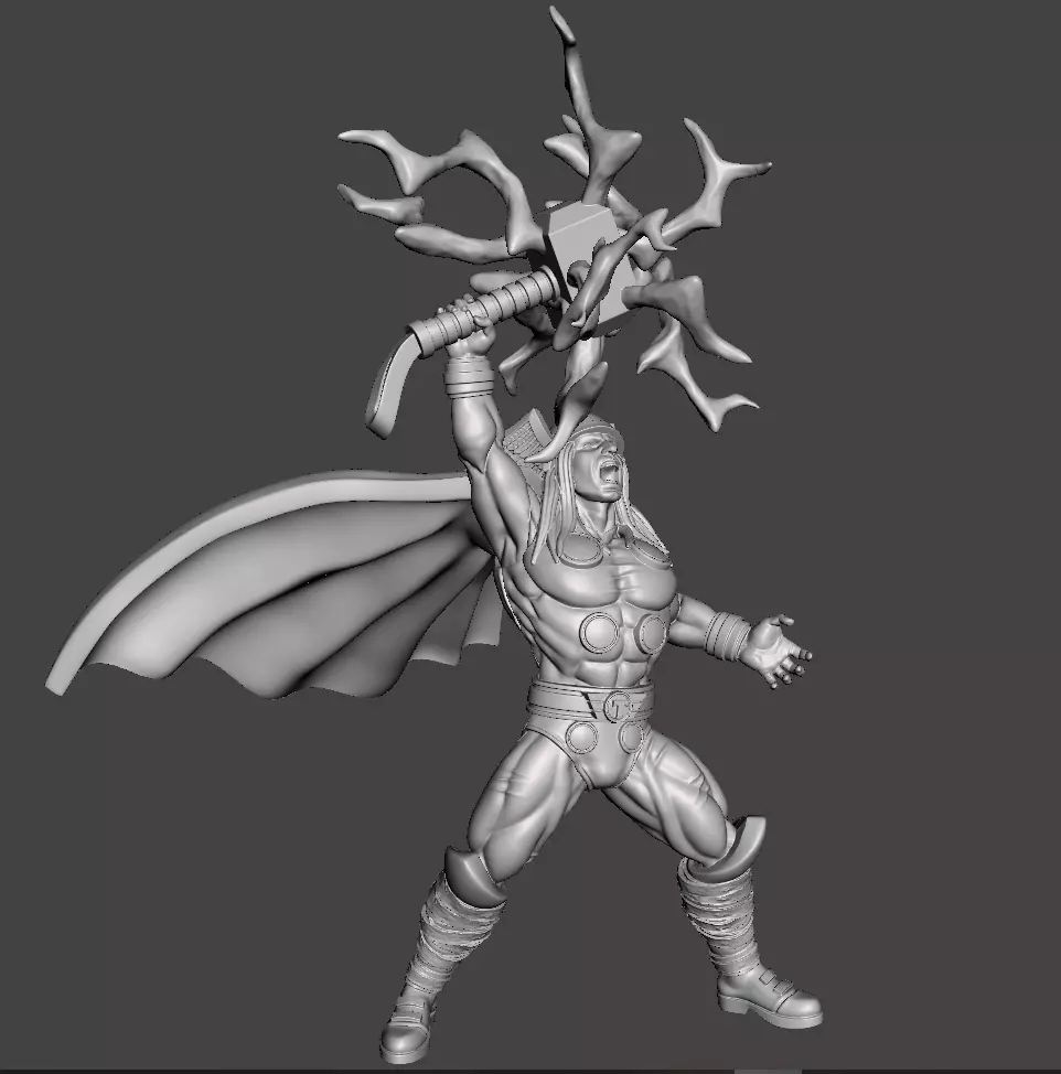 thor with axe and lightenings 3d model for 3d printing 3D print model_0