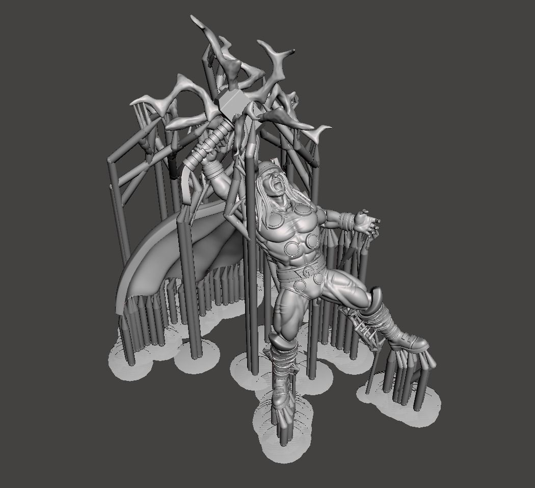 thor with axe and lightenings 3d model for 3d printing 3D print model_5