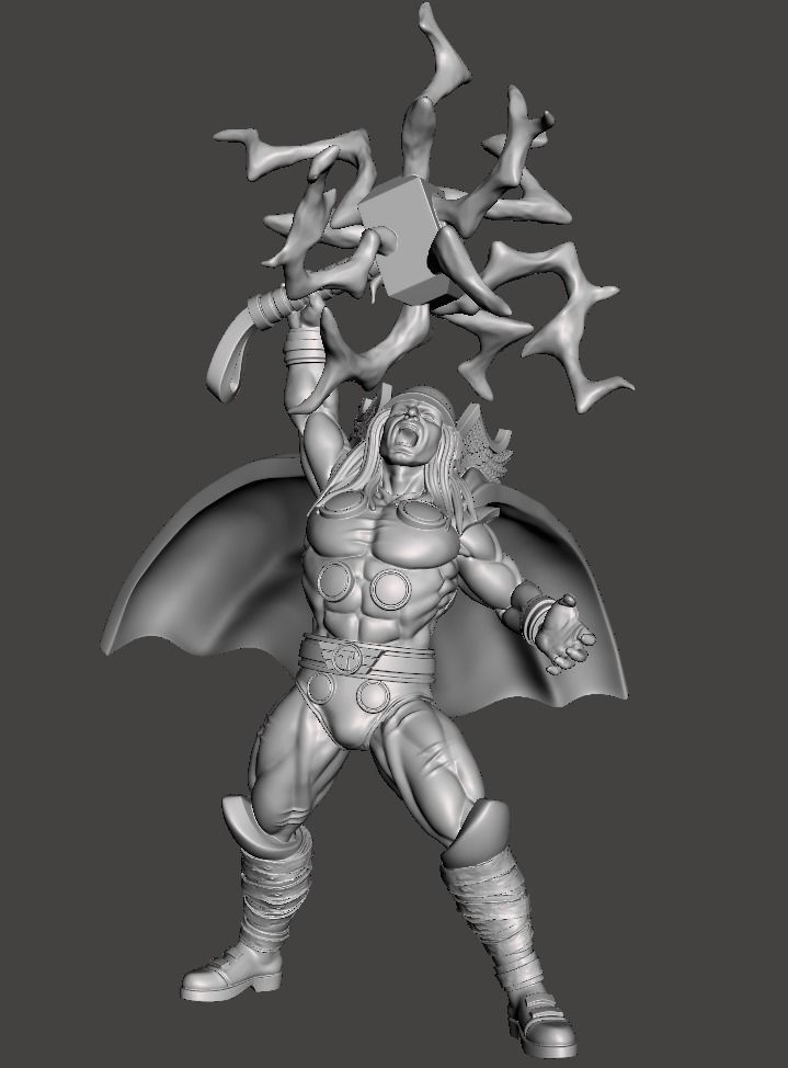 thor with axe and lightenings 3d model for 3d printing 3D print model_1