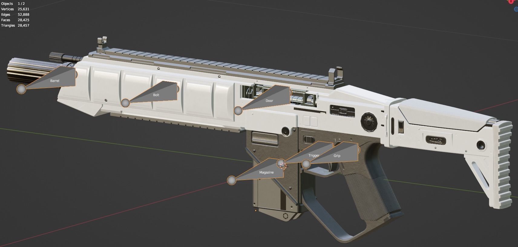 Low-poly Sci-fi Assault Rifle Low-poly 3D model_4
