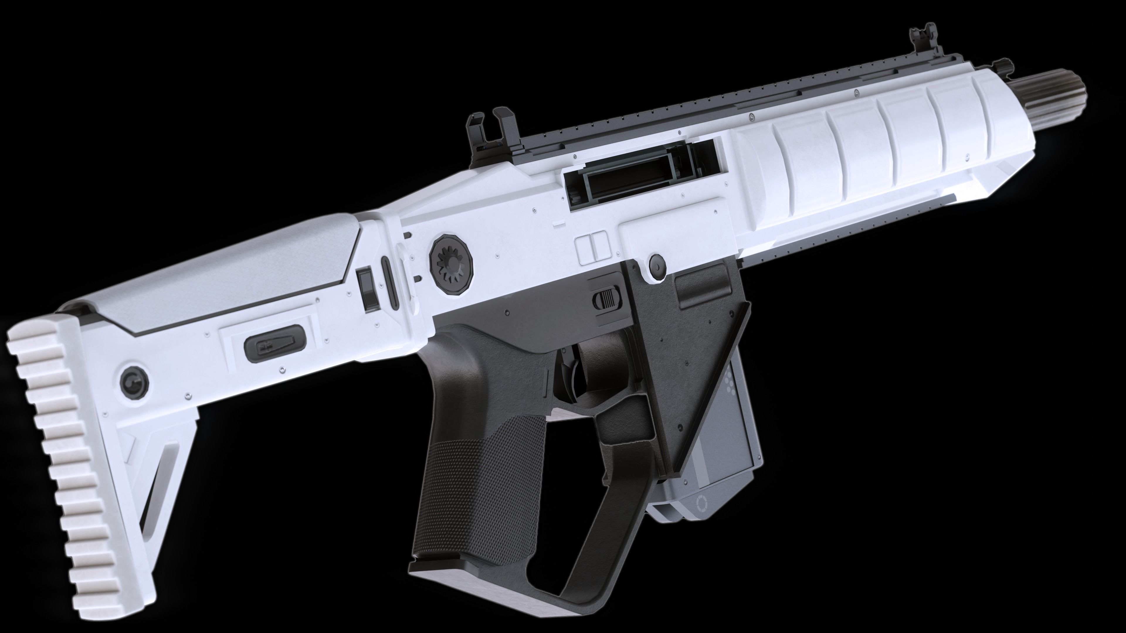 Low-poly Sci-fi Assault Rifle Low-poly 3D model_3