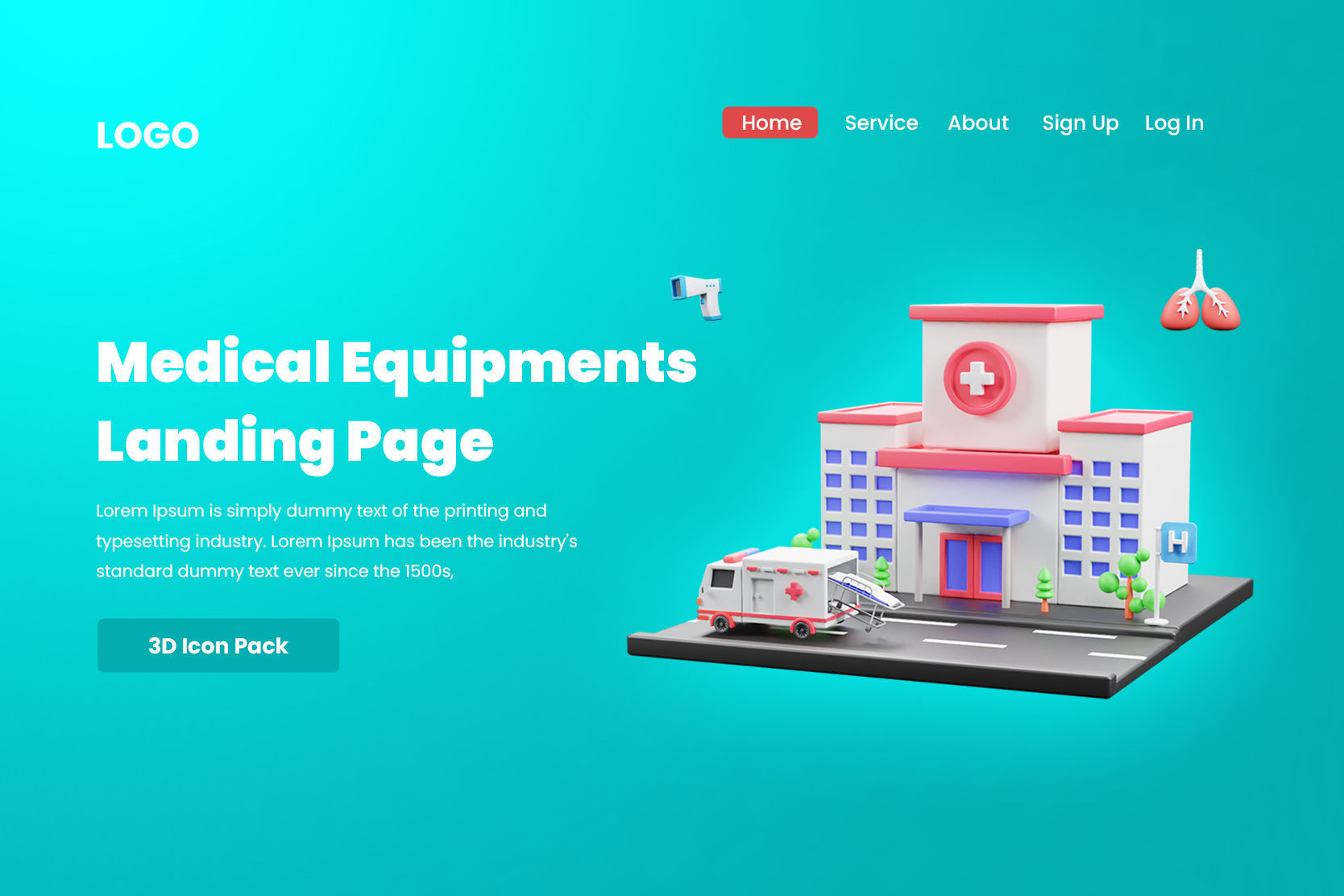 3d Medical Equipment Icon Illustration Pack 3D model_4