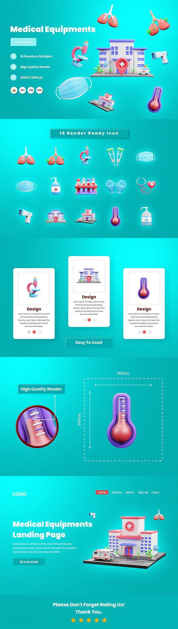 3d Medical Equipment Icon Illustration Pack 3D model_5