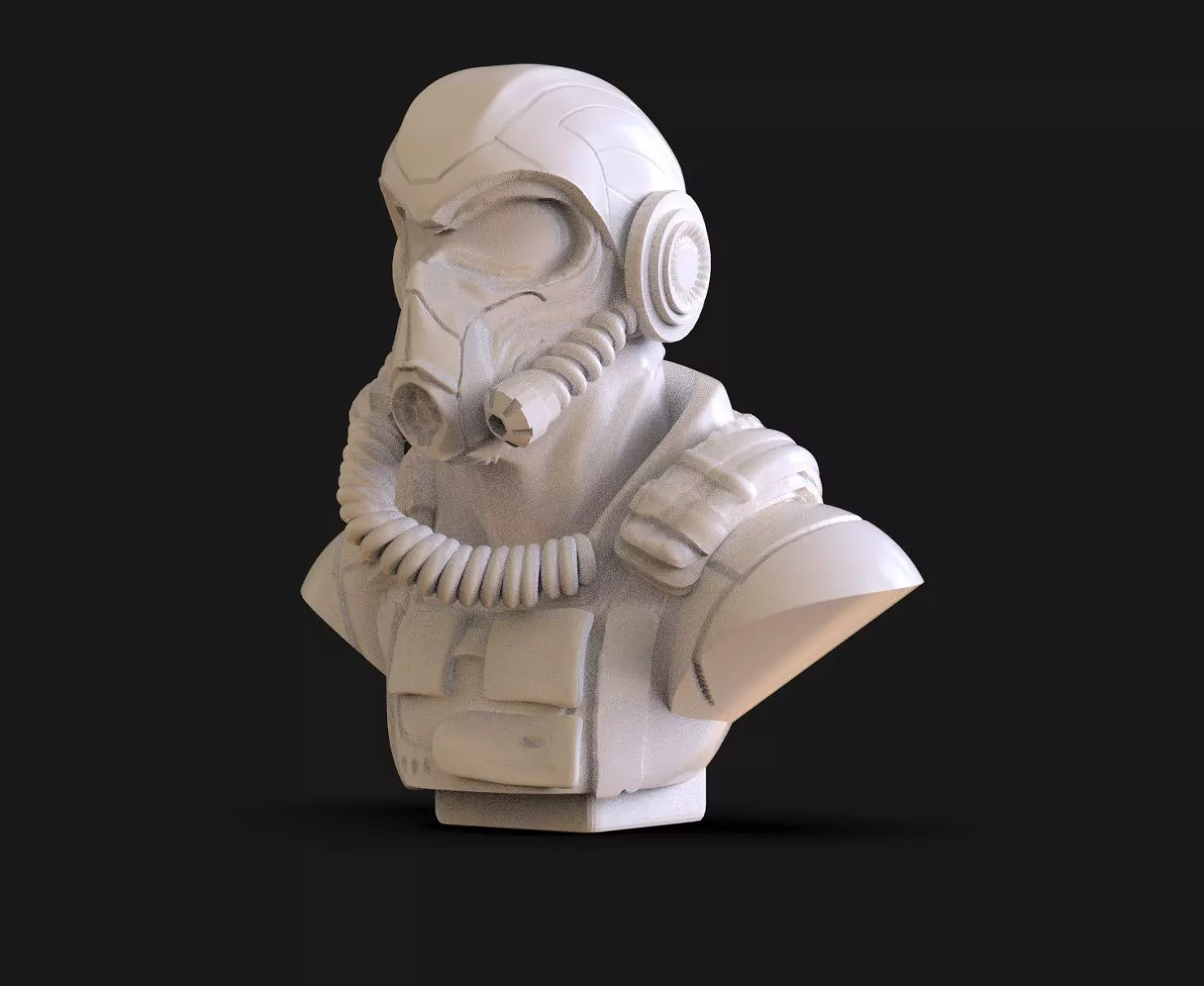 Sci Fi soldier Bust 3D print model_0