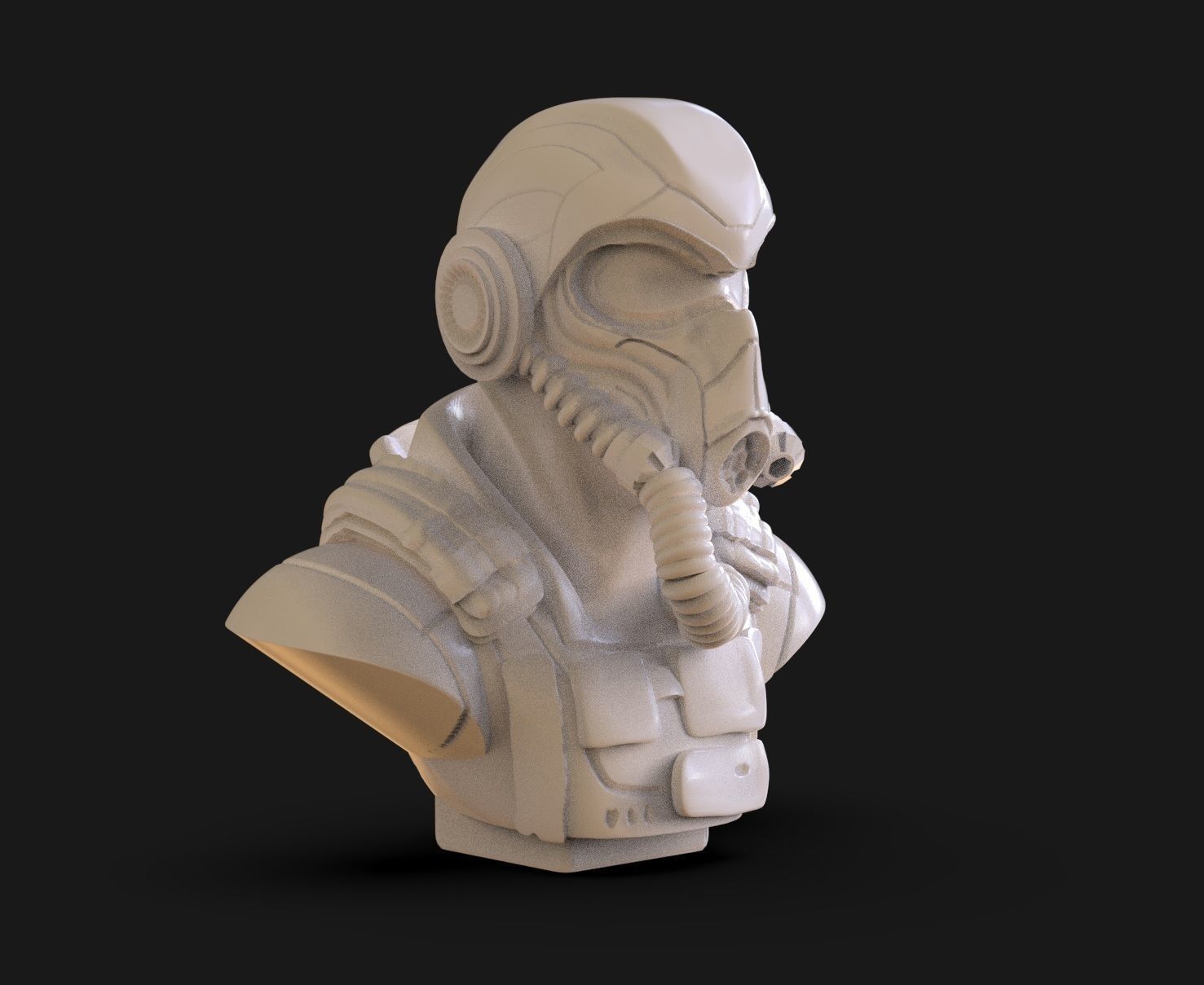 Sci Fi soldier Bust 3D print model_3