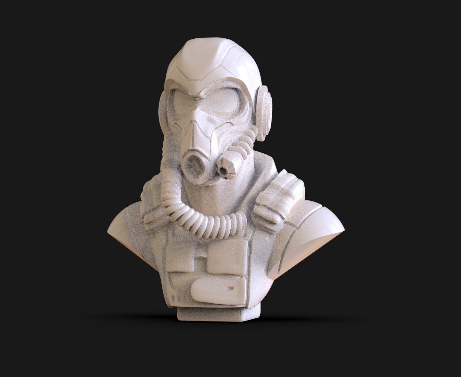 Sci Fi soldier Bust 3D print model_1