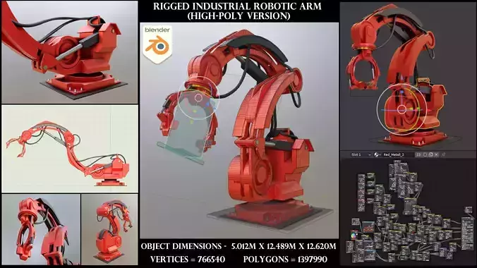 Industrial Robot Arm High-Poly Version 3D model