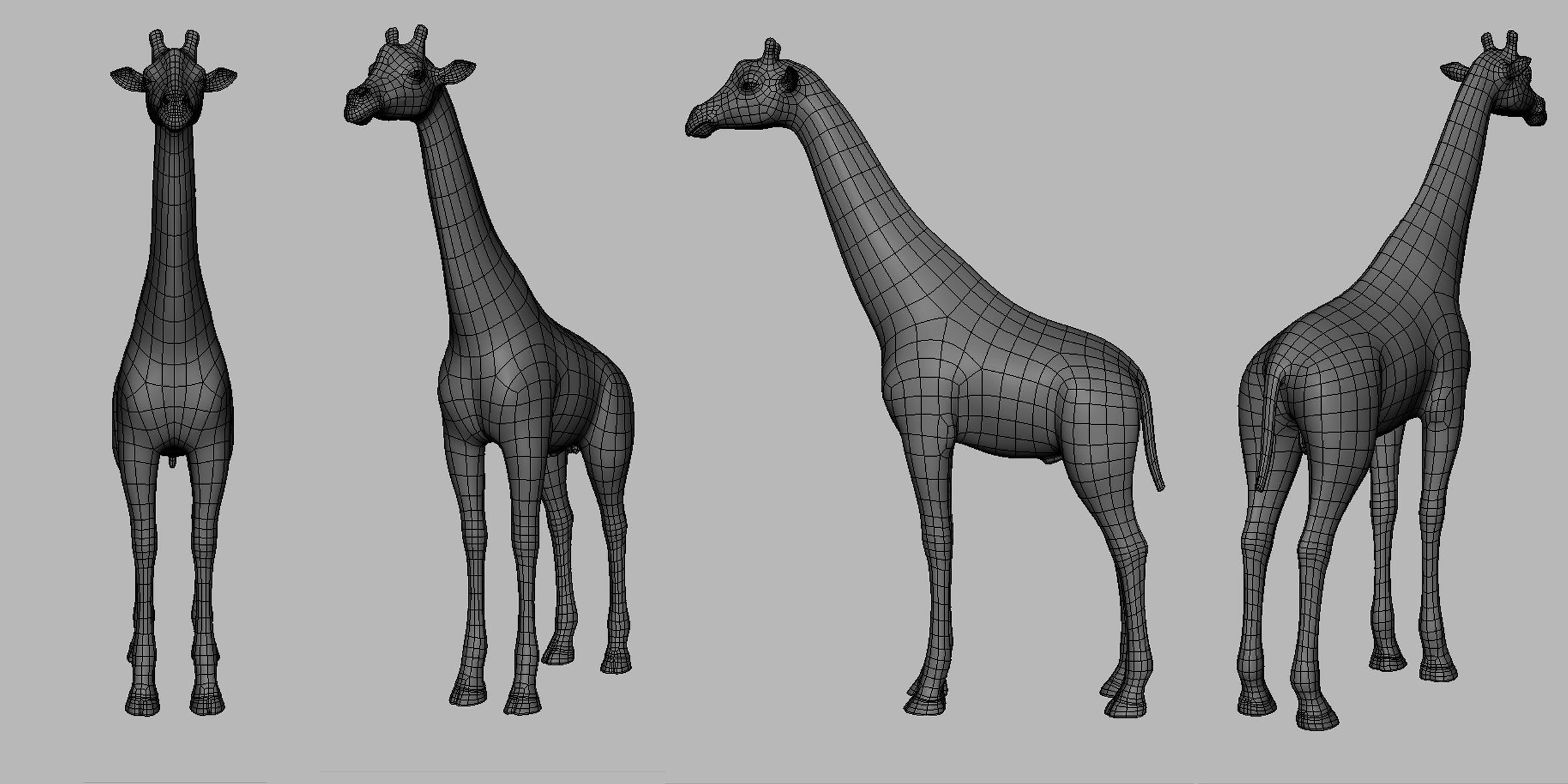 Giraffe Basemesh Low-poly 3D model_1