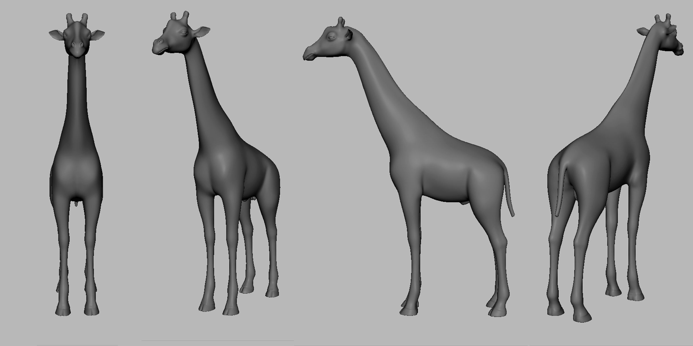 Giraffe Basemesh Low-poly 3D model_2
