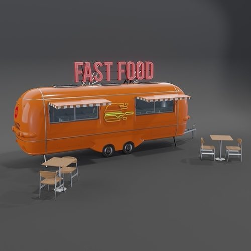 Orenge Fast Food Trailer 3D model