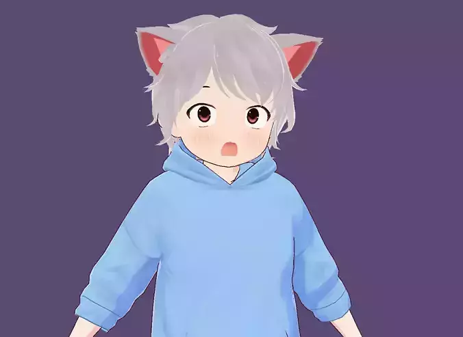 3d anime girl for vrchat and for gaming Low-poly 3D model