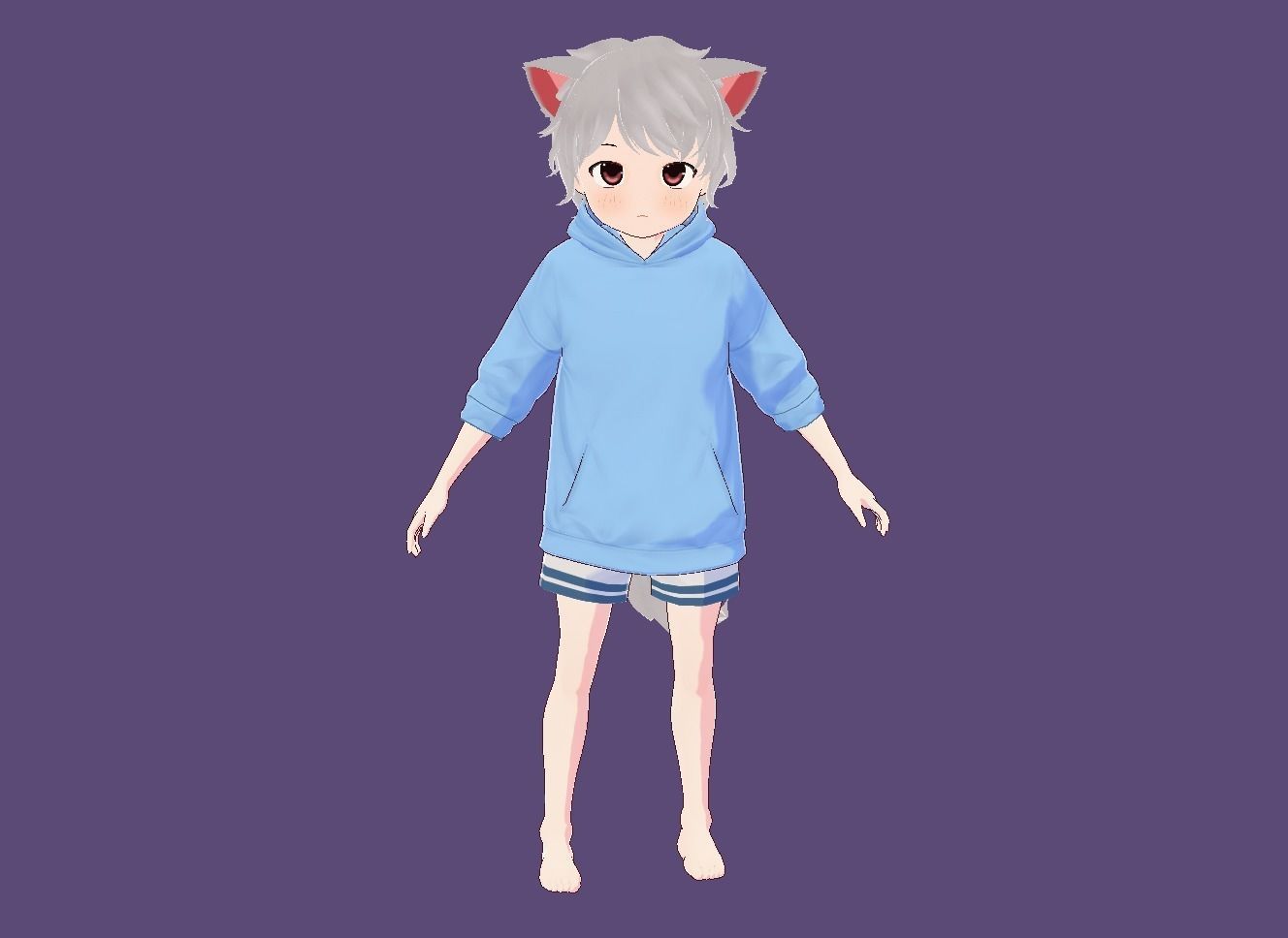 3d anime girl for vrchat and for gaming Low-poly 3D model Low-poly 3D model_5