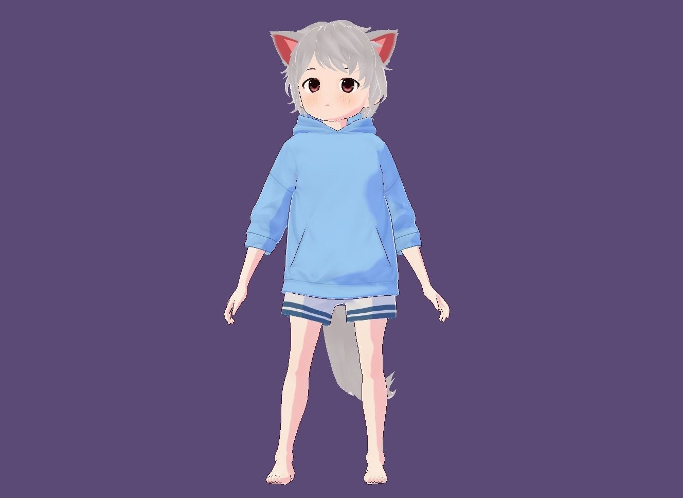 3d anime girl for vrchat and for gaming Low-poly 3D model Low-poly 3D model_4