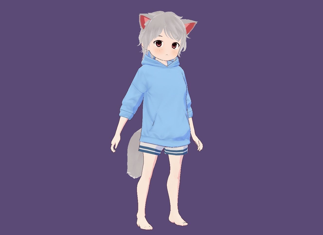 3d anime girl for vrchat and for gaming Low-poly 3D model Low-poly 3D model_9