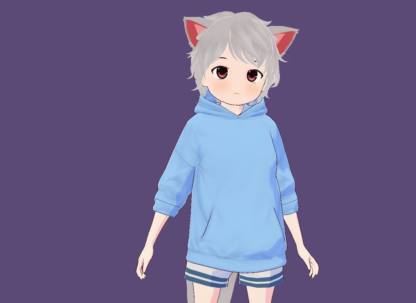 3d anime girl for vrchat and for gaming Low-poly 3D model Low-poly 3D model_11
