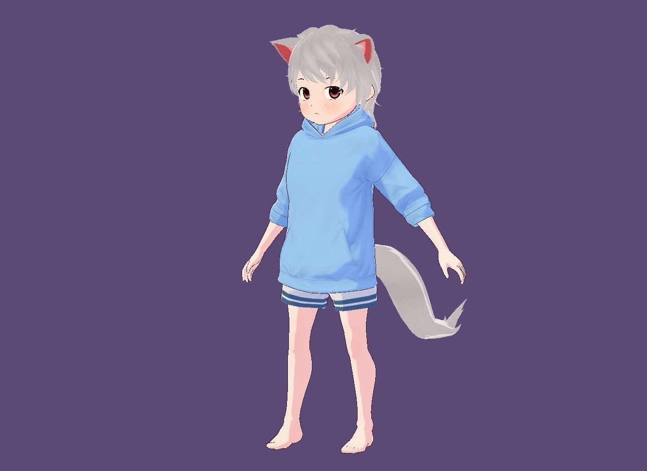 3d anime girl for vrchat and for gaming Low-poly 3D model Low-poly 3D model_7