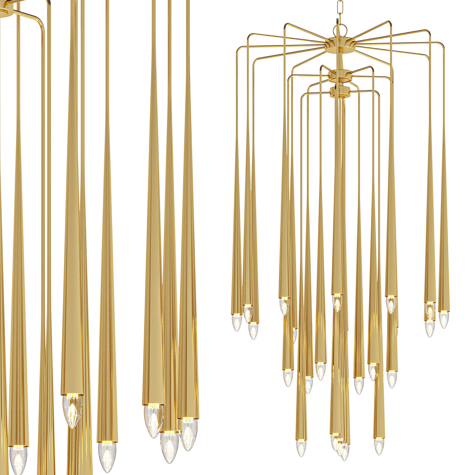 Hans 23 Light Brass Chandelier 3D model_1