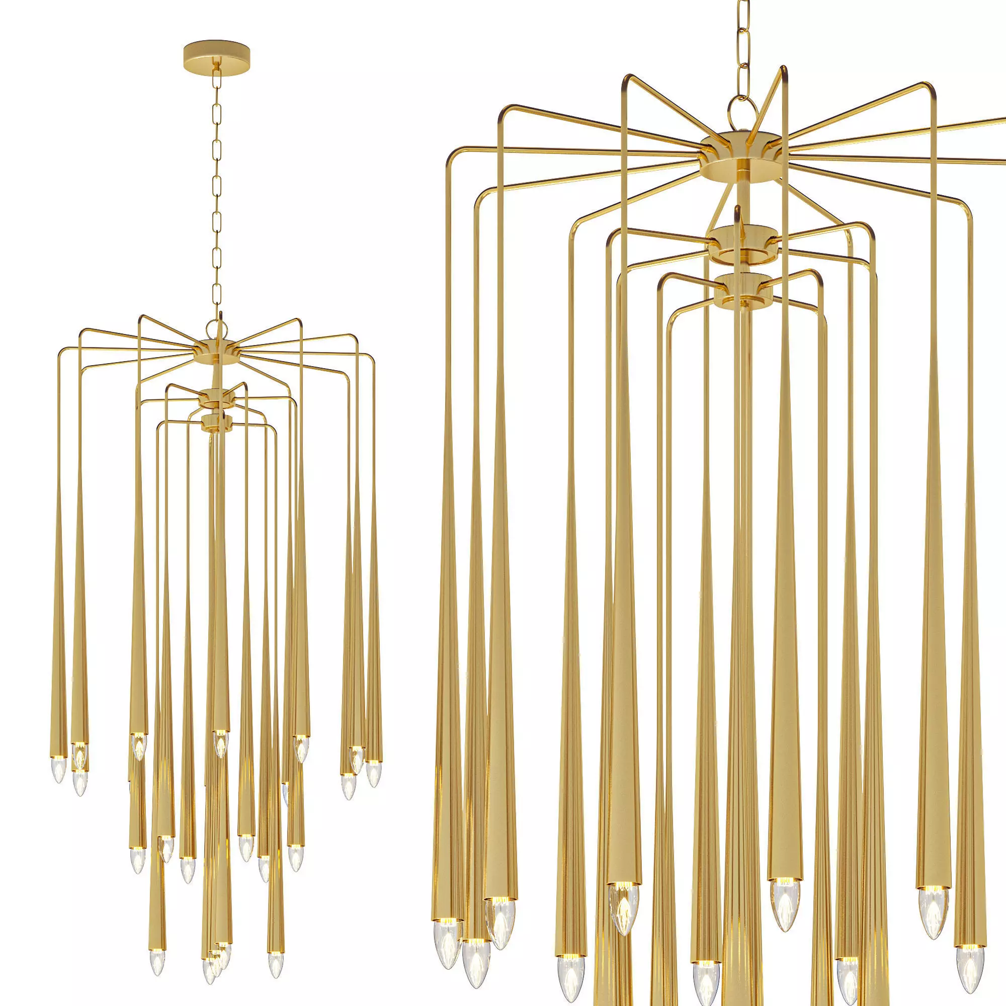 Hans 23 Light Brass Chandelier 3D model_0