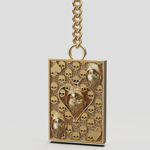 Pikes Spades playing card skull 3d key holder  jewelry 3D print model