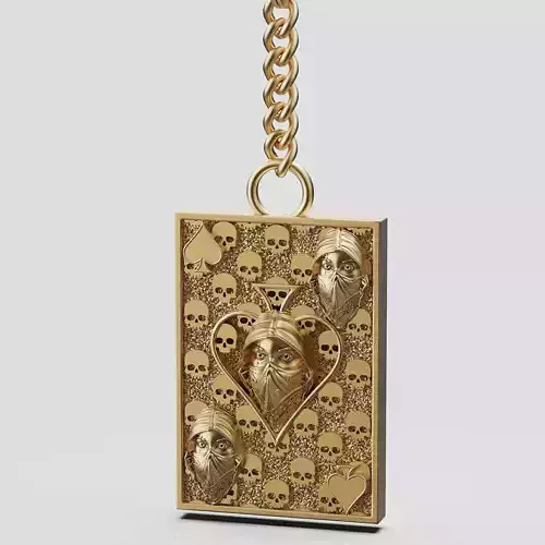 Pikes Spades playing card skull 3d key holder  jewelry