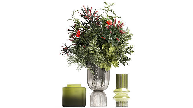 Bouquet of kitchen herbs and vegetables vase tomato pepper  3D model 2