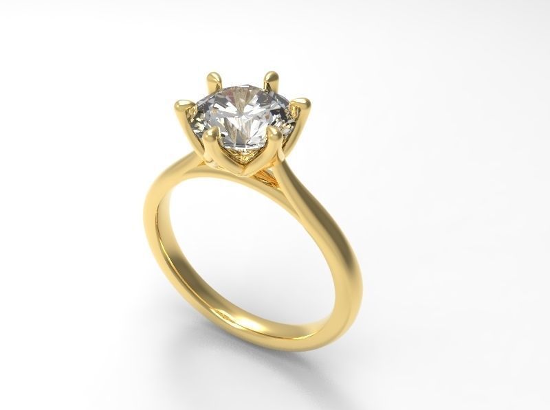 Woman solitaire 1 carat diamond with flower setting Free 3D print model_3