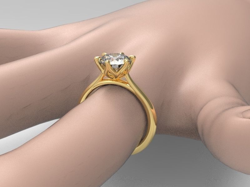 Woman solitaire 1 carat diamond with flower setting Free 3D print model_1