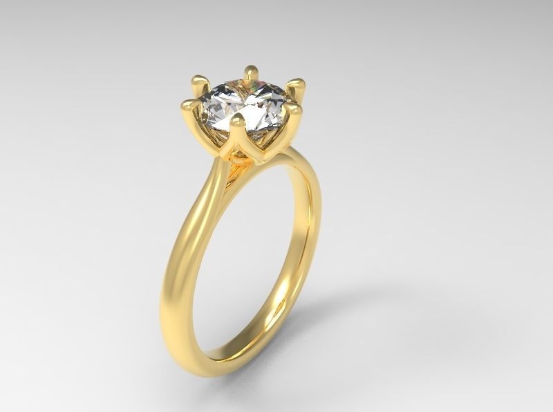 Woman solitaire 1 carat diamond with flower setting Free 3D print model_4