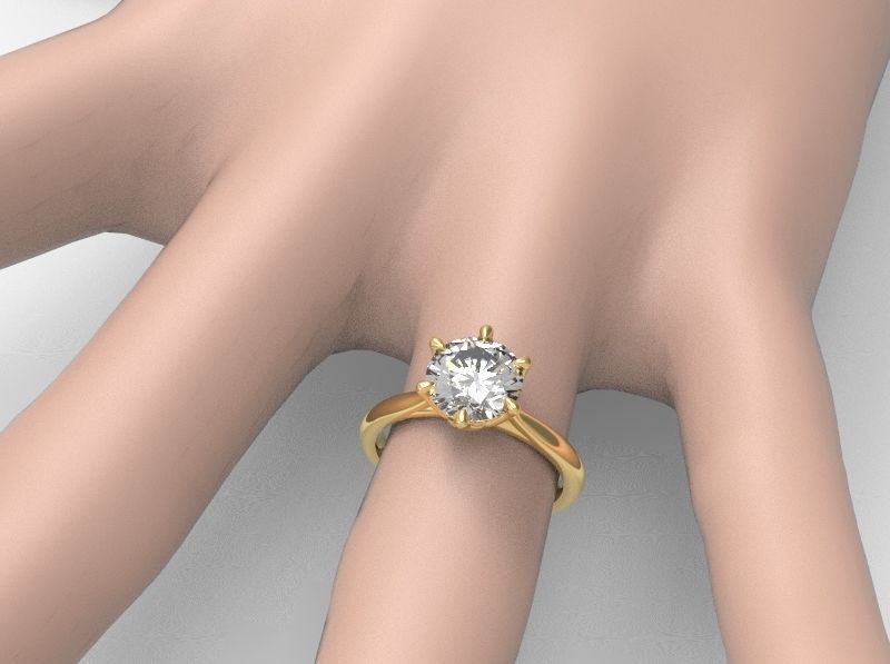 Woman solitaire 1 carat diamond with flower setting Free 3D print model_2