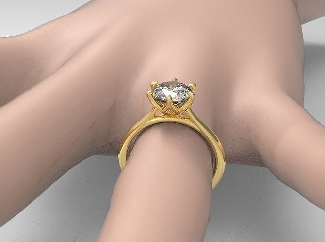 Woman solitaire 1 carat diamond with flower setting Free 3D print model