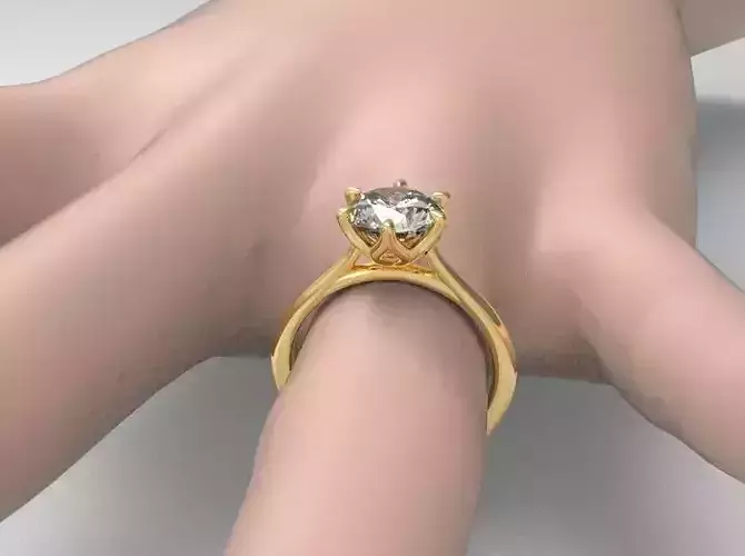 Woman solitaire 1 carat diamond with flower setting Free 3D print model Woman solitaire 1 carat diamond with flower setting Free 3D print model