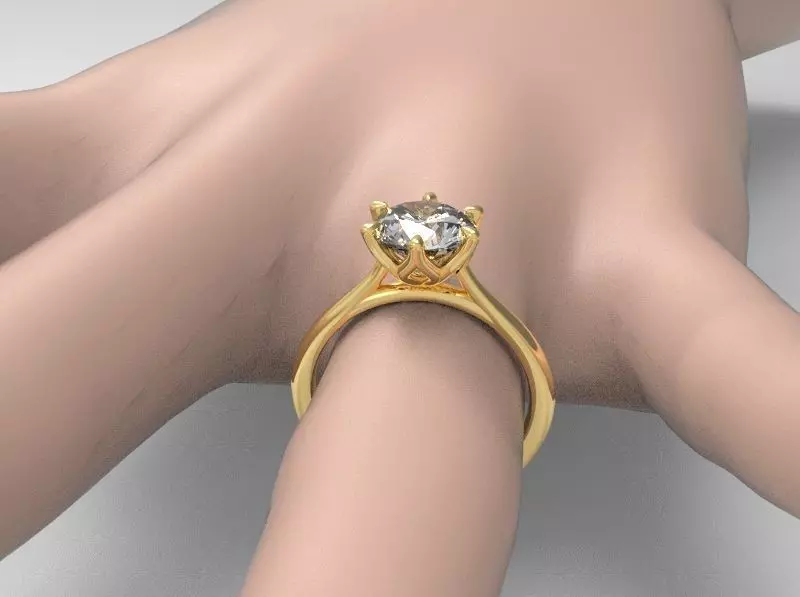 Woman solitaire 1 carat diamond with flower setting Free 3D print model_0
