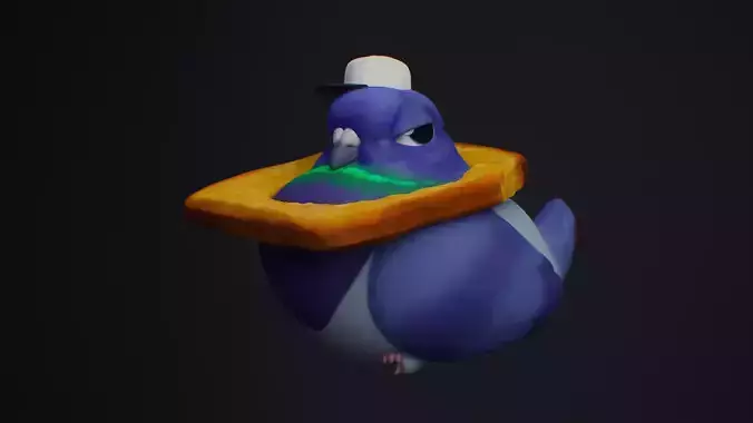 Pigeon with a crust of bread 3D print model