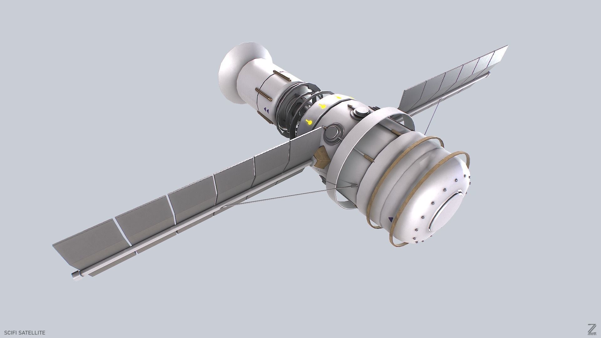 Sci fi Satellite Low-poly 3D model_5