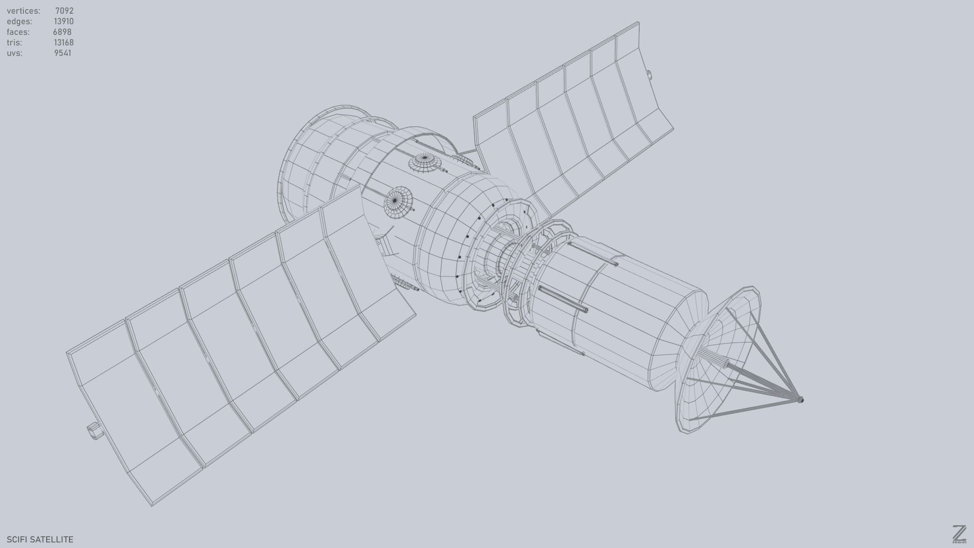 Sci fi Satellite Low-poly 3D model_15