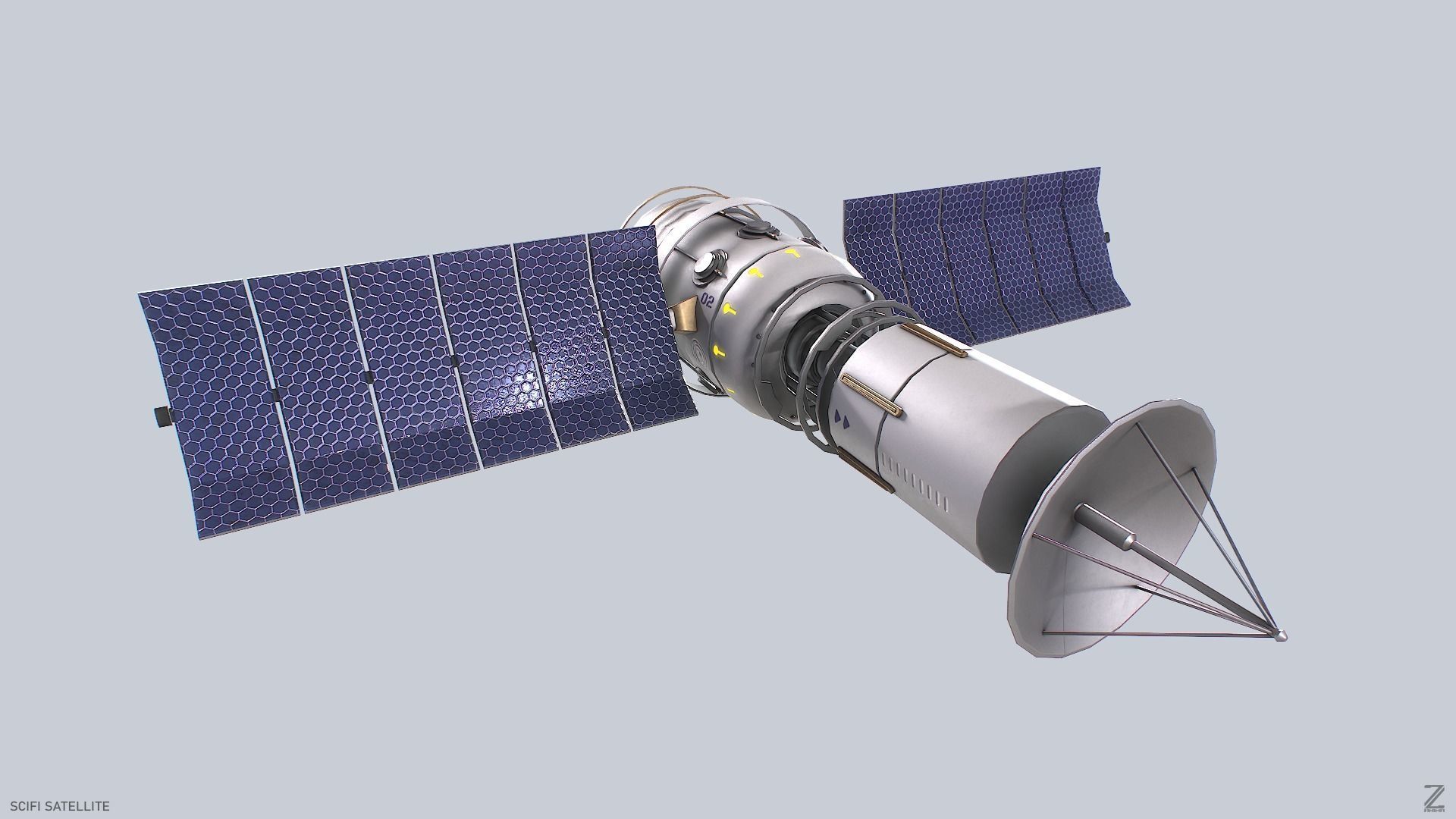 Sci fi Satellite Low-poly 3D model_2
