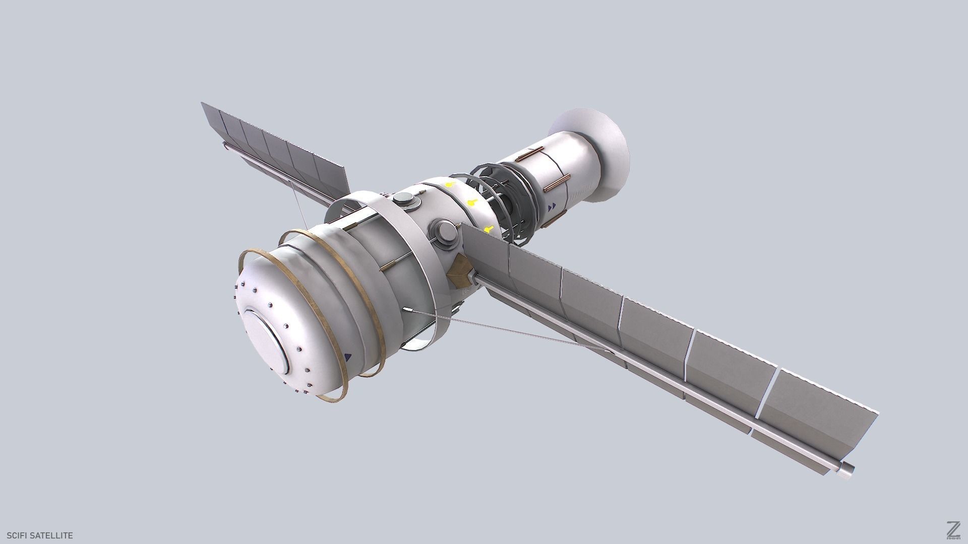 Sci fi Satellite Low-poly 3D model_7