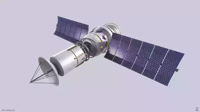 Sci fi Satellite Low-poly 3D model