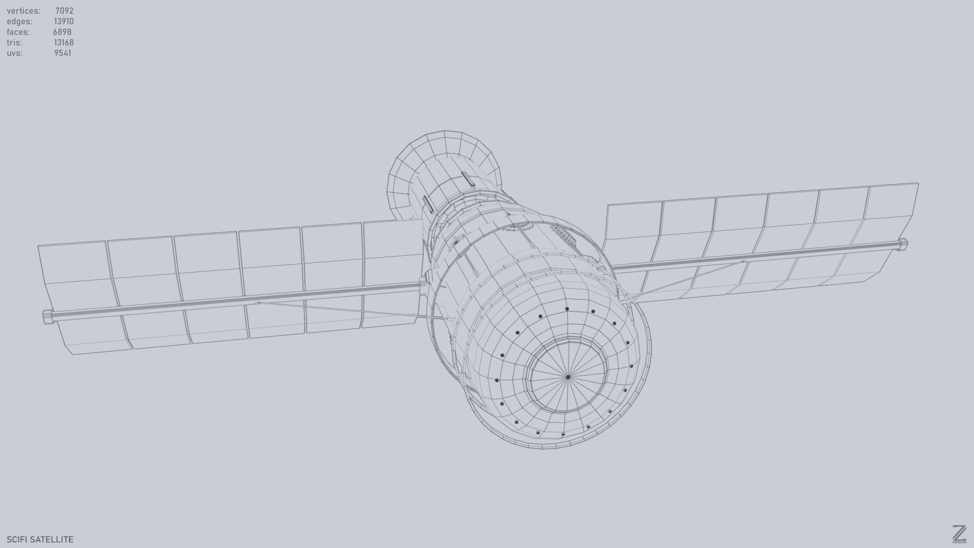 Sci fi Satellite Low-poly 3D model_12