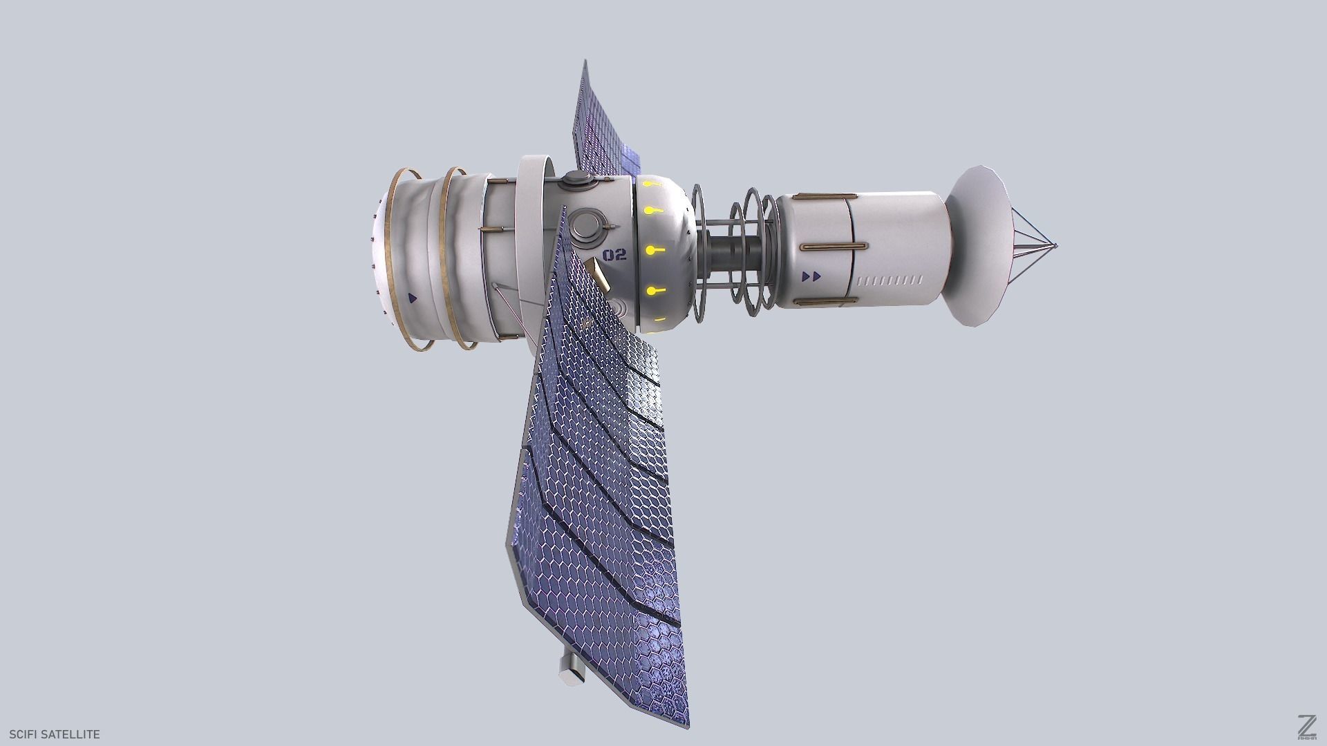 Sci fi Satellite Low-poly 3D model_8