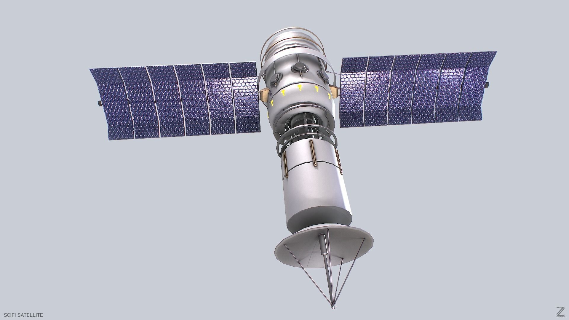 Sci fi Satellite Low-poly 3D model_4