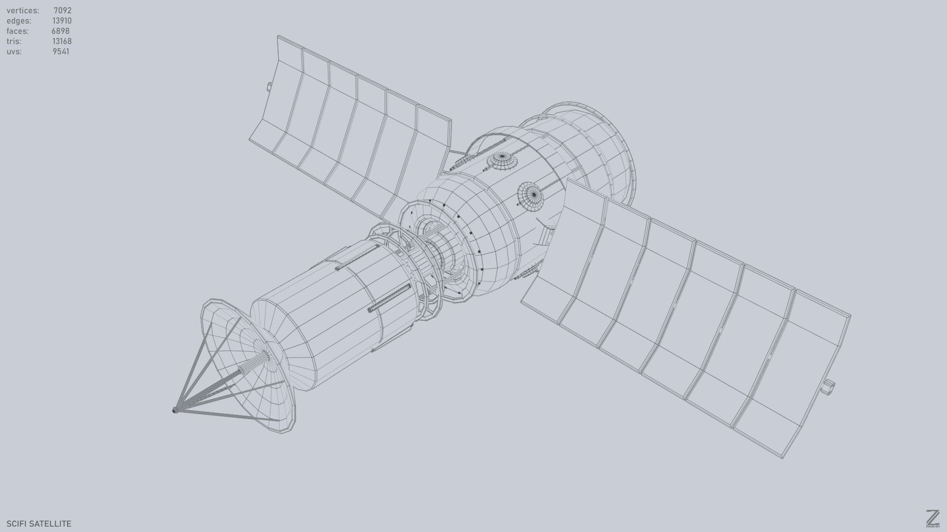 Sci fi Satellite Low-poly 3D model_9