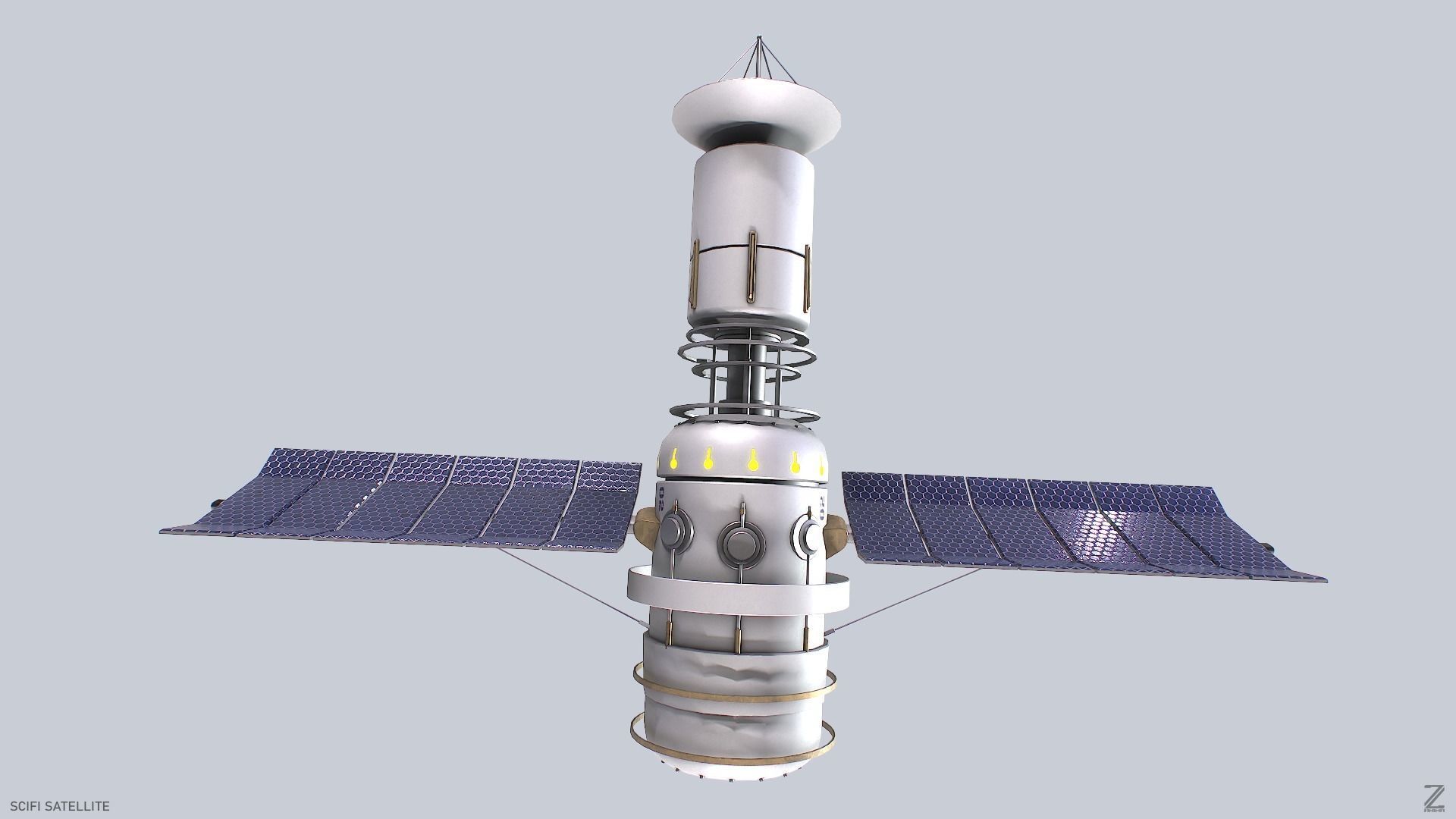 Sci fi Satellite Low-poly 3D model_6