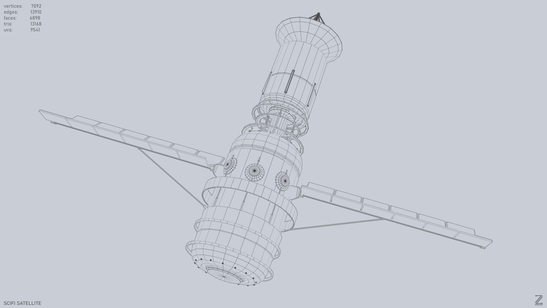 Sci fi Satellite Low-poly 3D model_13