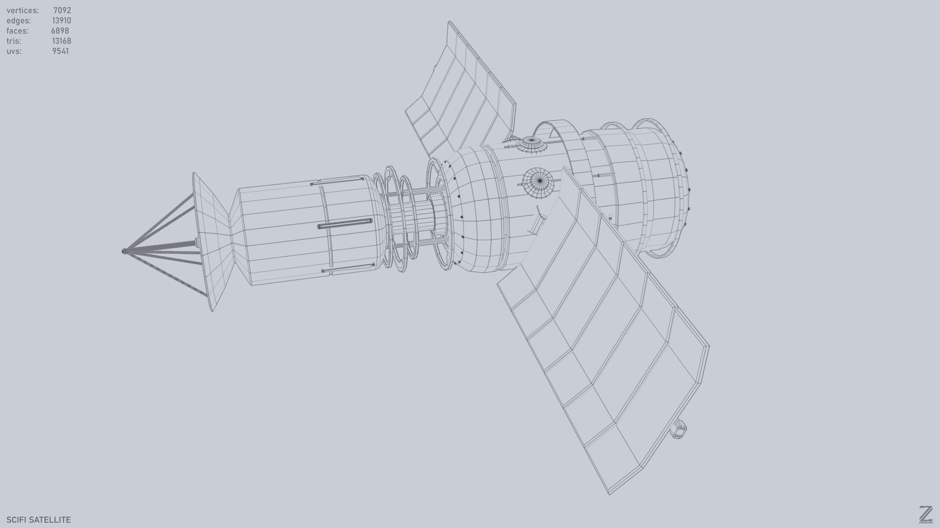 Sci fi Satellite Low-poly 3D model_10