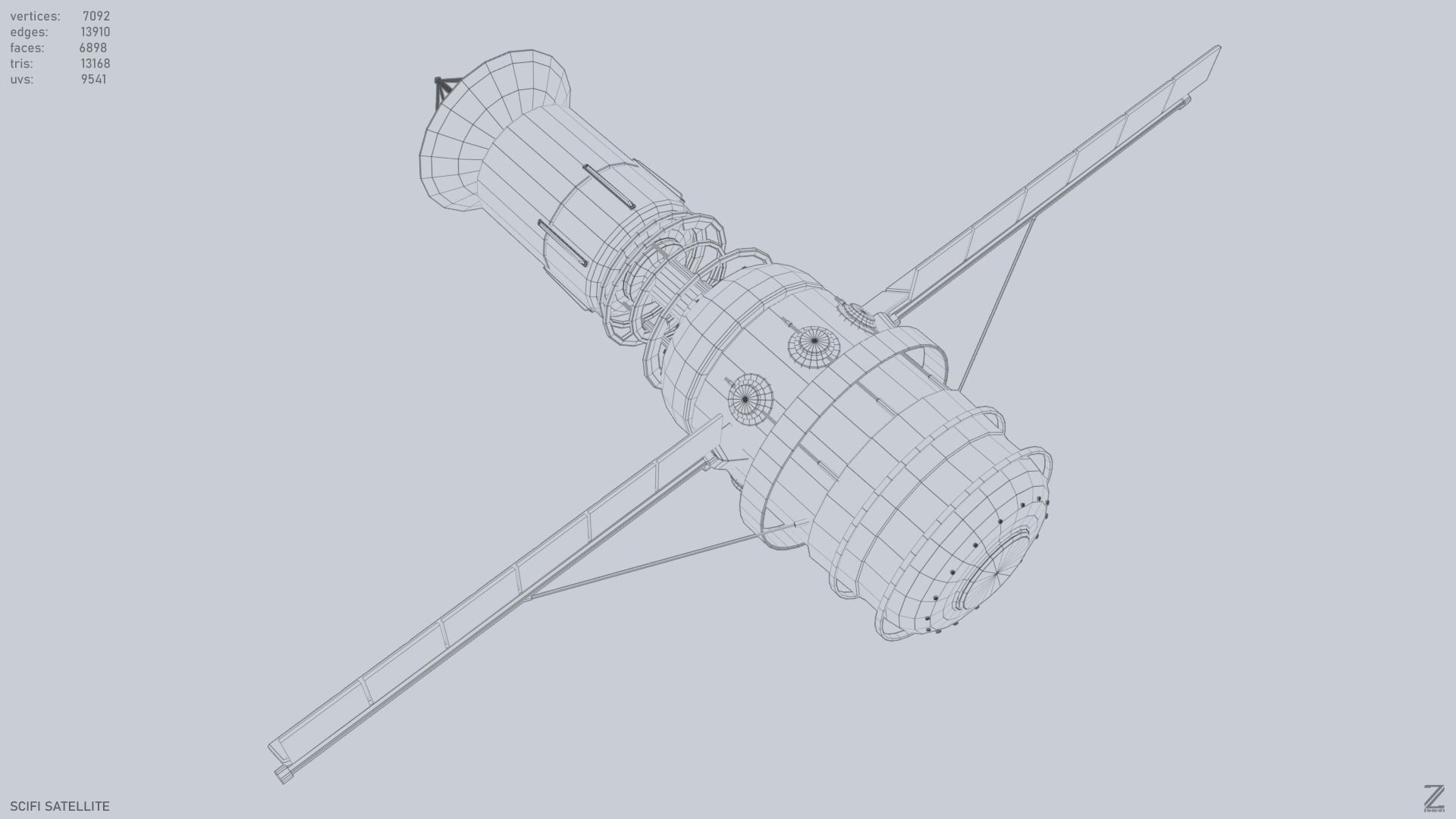 Sci fi Satellite Low-poly 3D model_11