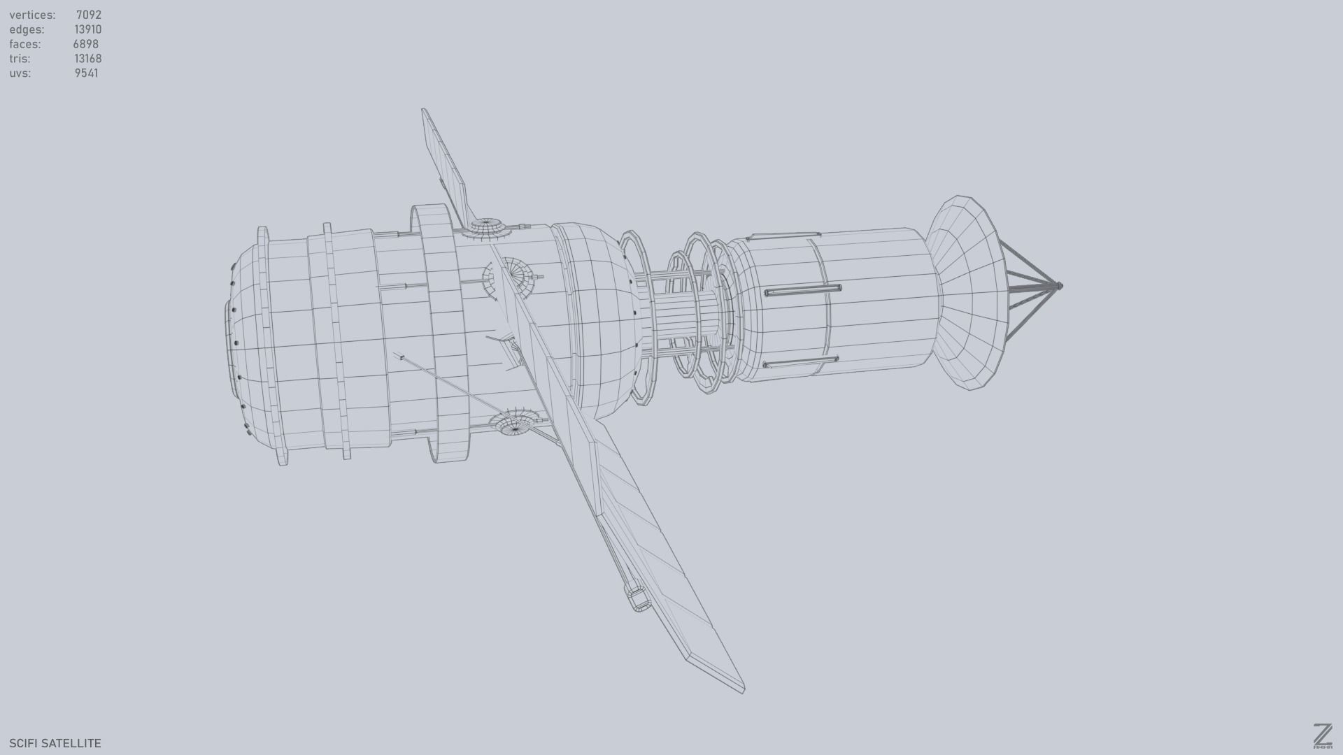 Sci fi Satellite Low-poly 3D model_14