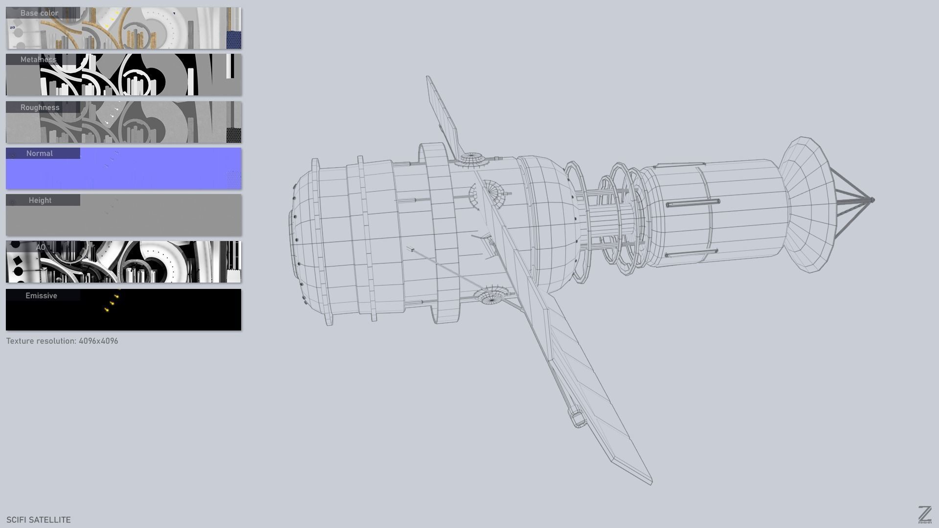 Sci fi Satellite Low-poly 3D model_3